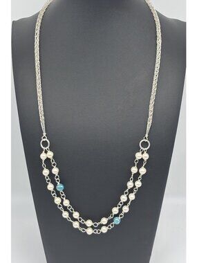 Artisan-Made Fine 999 Silver Sterling 925 Viking Knit Necklace Freshwater Pearls